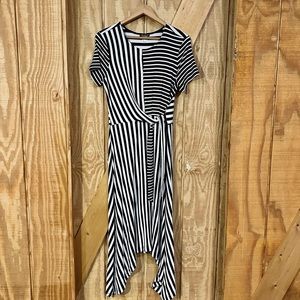 VENUS Striped Asymmetrical Midi/Maxi Dress